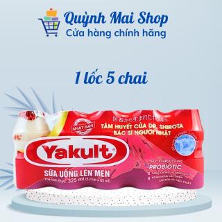 Sữa uống lên men Yakult Nhật Bản 1 lốc 5 chai 65ml giúp tăng lợi khuẩn, giảm hại khuẩn, ngăn ngừa tiêu chảy, táo bón