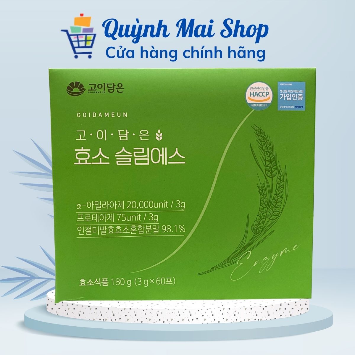 Bột enzyme uống hỗ trợ giảm cân thải độc Enzyme Slim Goidameun Hàn Quốc - Hộp 60 gói x 3g/ gói