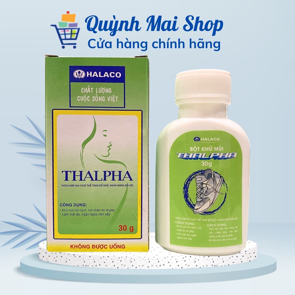Bột khử mùi hôi nách, hôi chân Thalpha Halaco làm thơm, mát da, ngừa rôm sẩy - Hộp 30g