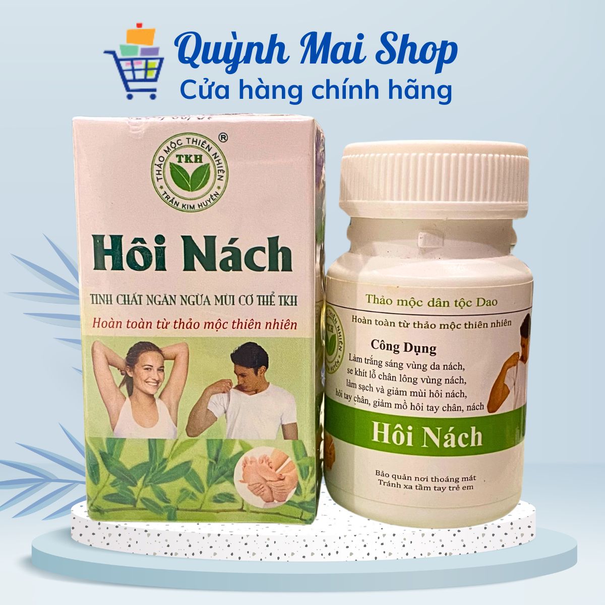 Bột khử mùi hôi nách hôi chân TKH Trần Kim Huyền se khít lỗ chân lông, làm sạch, giảm mùi hôi nách, tay chân - Hộp 30g