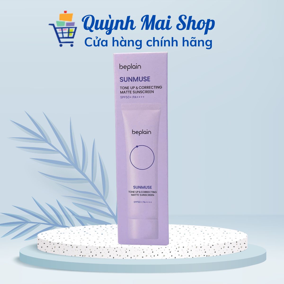 Kem chống nắng nâng tông Beplain Sunmuse Tone Up & Correcting Matte Sunscreen (tím nhạt) cho da dầu, hỗn hợp thiên dầu SPF50+ PA++++ 50ml