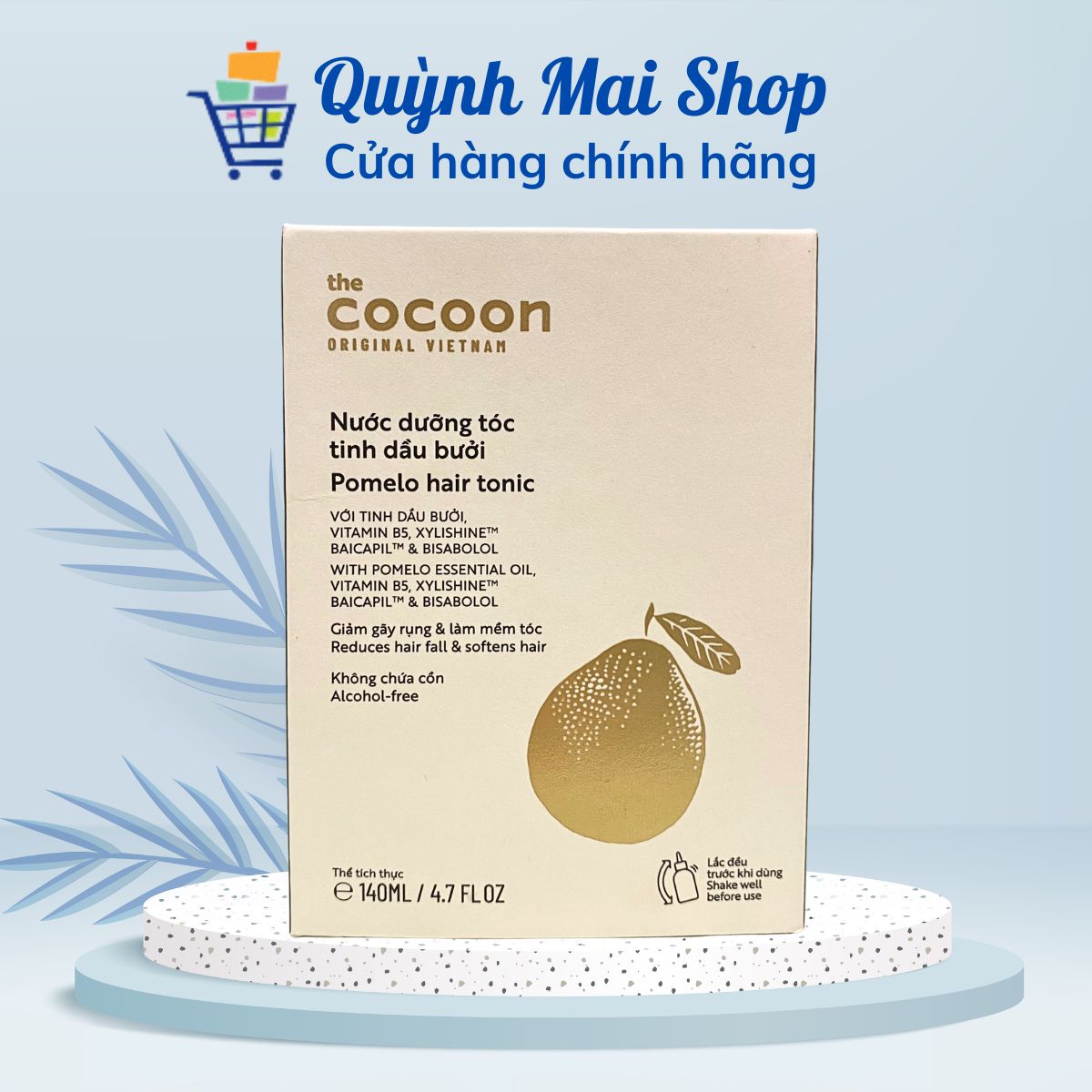Nước dưỡng tóc tinh dầu bưởi Cocoon Pomelo hair tonic giảm gãy rụng và làm mềm tóc - Hộp 140ml