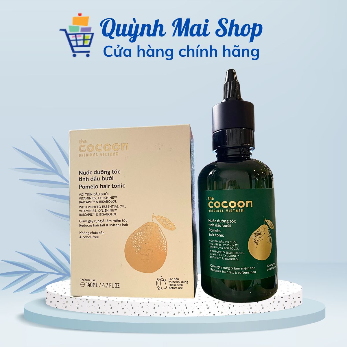 Nước dưỡng tóc tinh dầu bưởi Cocoon Pomelo hair tonic giảm gãy rụng và làm mềm tóc - Hộp 140ml
