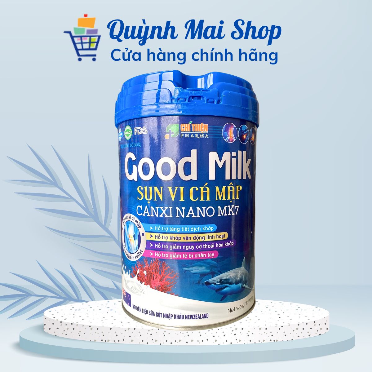 Sữa bột Good Milk Sụn vi cá mập giúp xương chắc khỏe, giảm nguy cơ thoái hóa khớp, tê bì chân tay - Hộp 900g