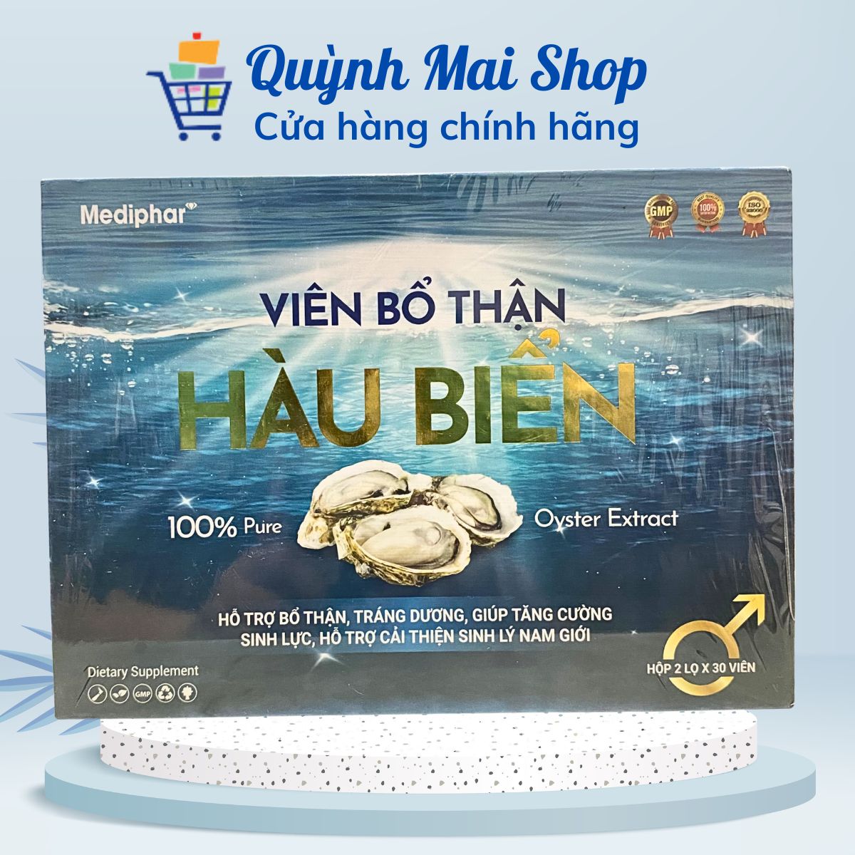 Viên bổ thận Hàu biển - hỗ trợ bổ thận, tráng dương, giúp tăng cường sinh lực, hỗ trợ cải thiện sinh lý nam giới - Hộp 2 lọ x 30 viên