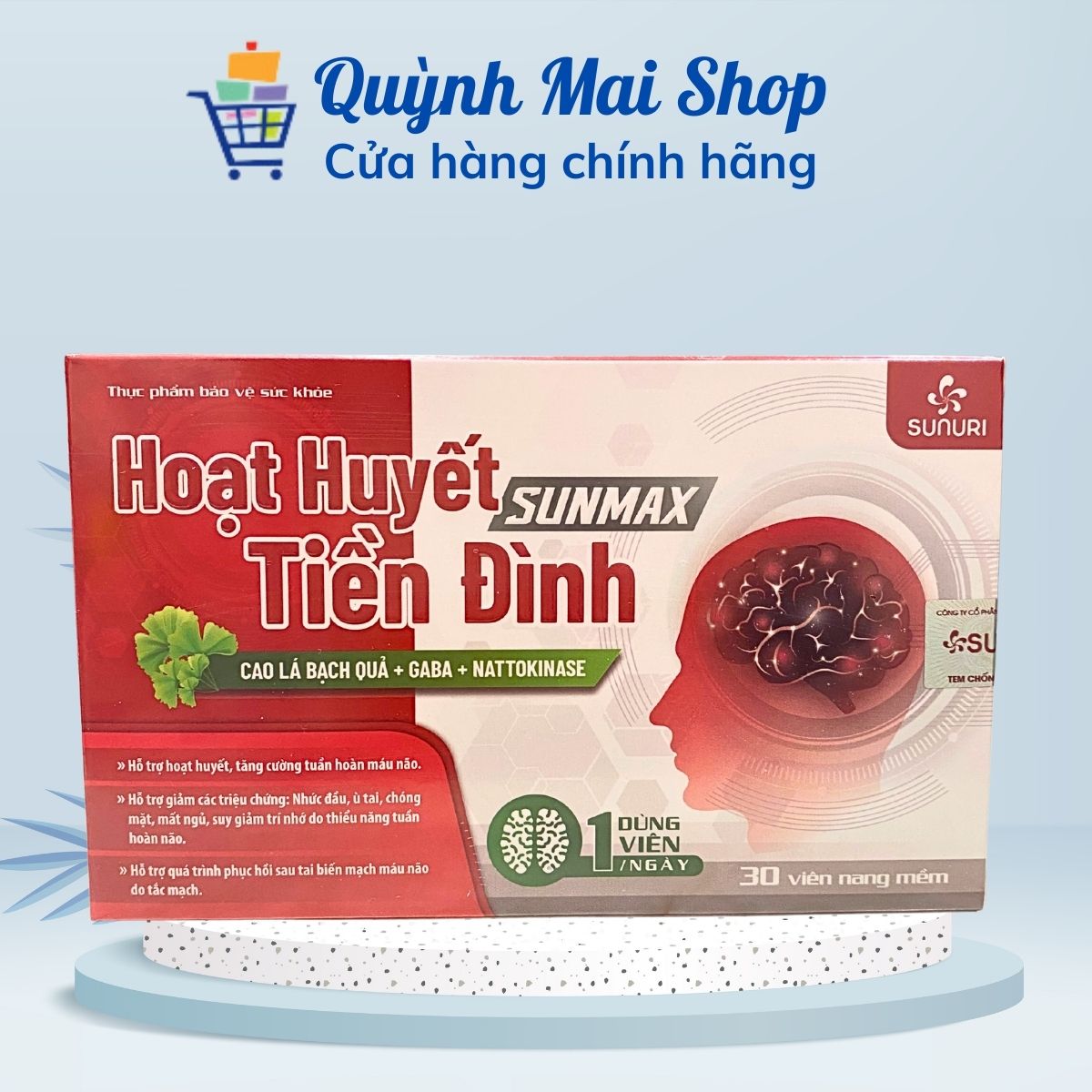 Viên uống Hoạt huyết tiền đình Sunmax hỗ trợ hoạt huyết, tăng cường tuần hoàn máu não - Hộp 30 viên