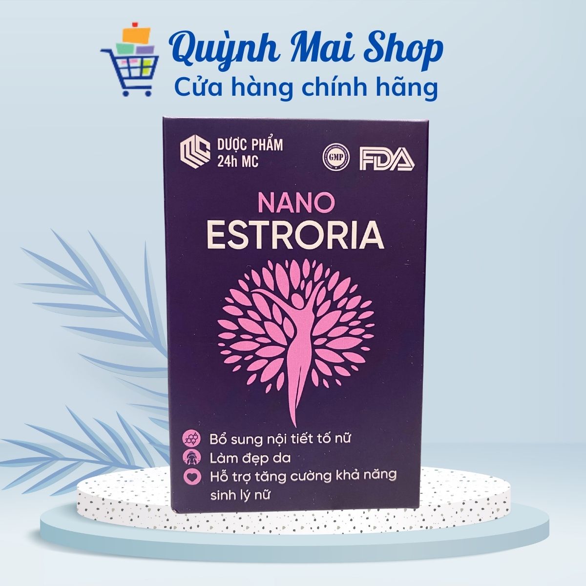 Viên uống nội tiết Nano Estroria bổ sung nội tiết tố, làm đẹp da, giảm nám, sạm da, tăng cường sinh lý nữ - Hộp 30 viên