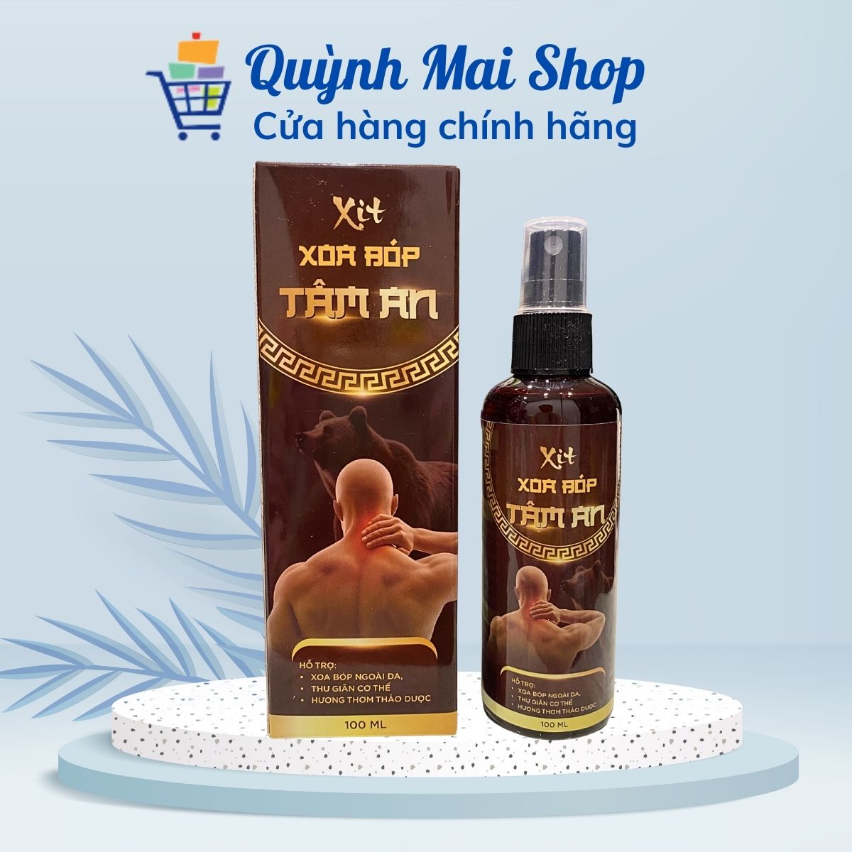 Xịt xoa bóp Tâm An hỗ trợ xoa bóp ngoài da, thư giãn cơ thể, hương thơm thảo dược - Hộp 100ml